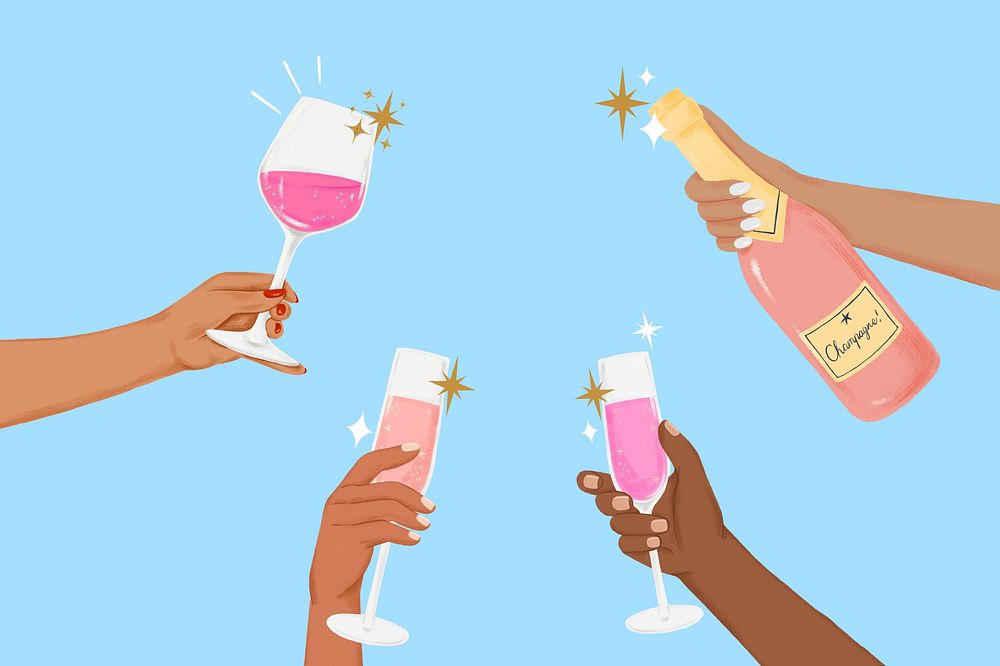 Celebration drinks background, cute party illustration