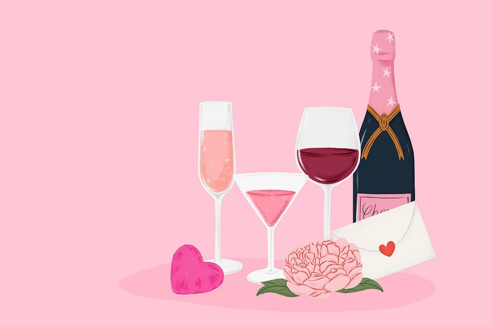 Valentine's date drinks background, pink design