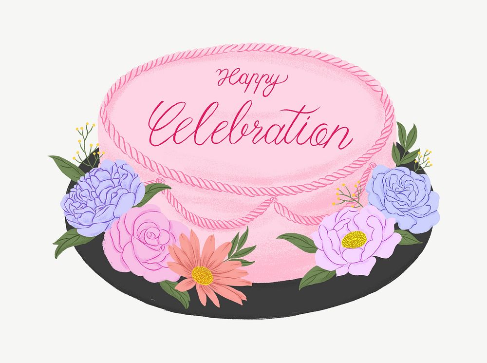 Happy celebration cake, dessert collage element psd