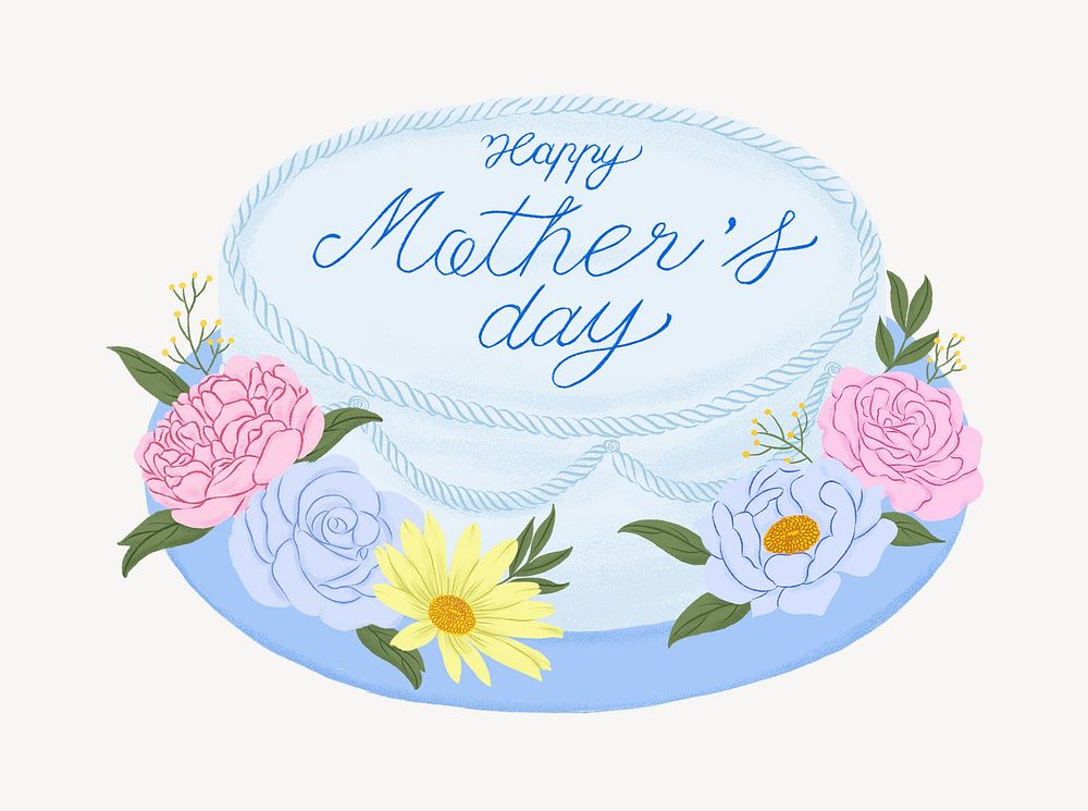 Mother's day cake, blue dessert illustration