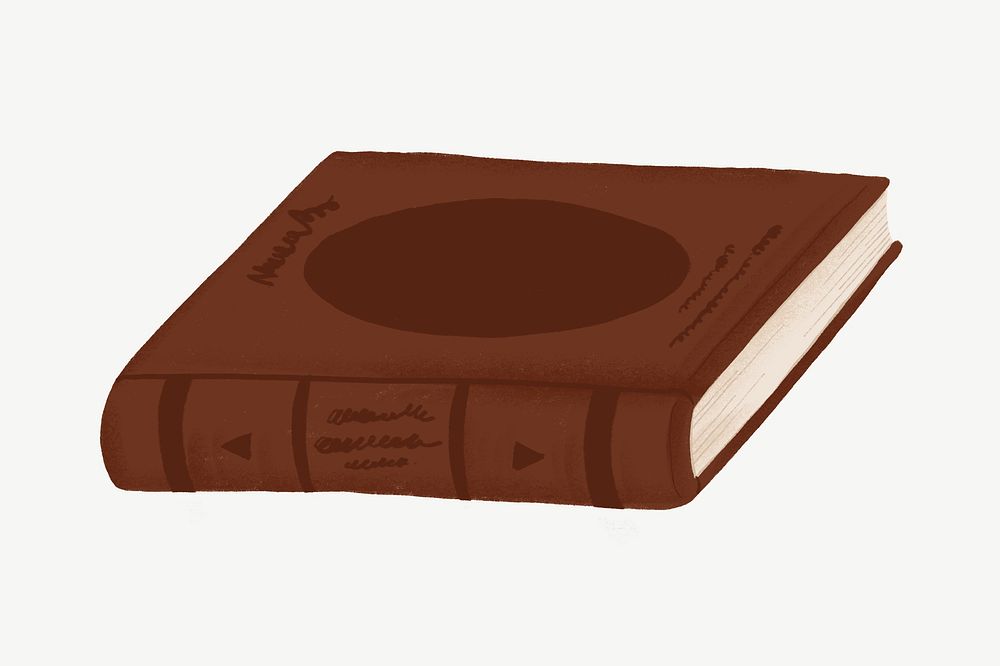 Brown book, education drawing clipart psd