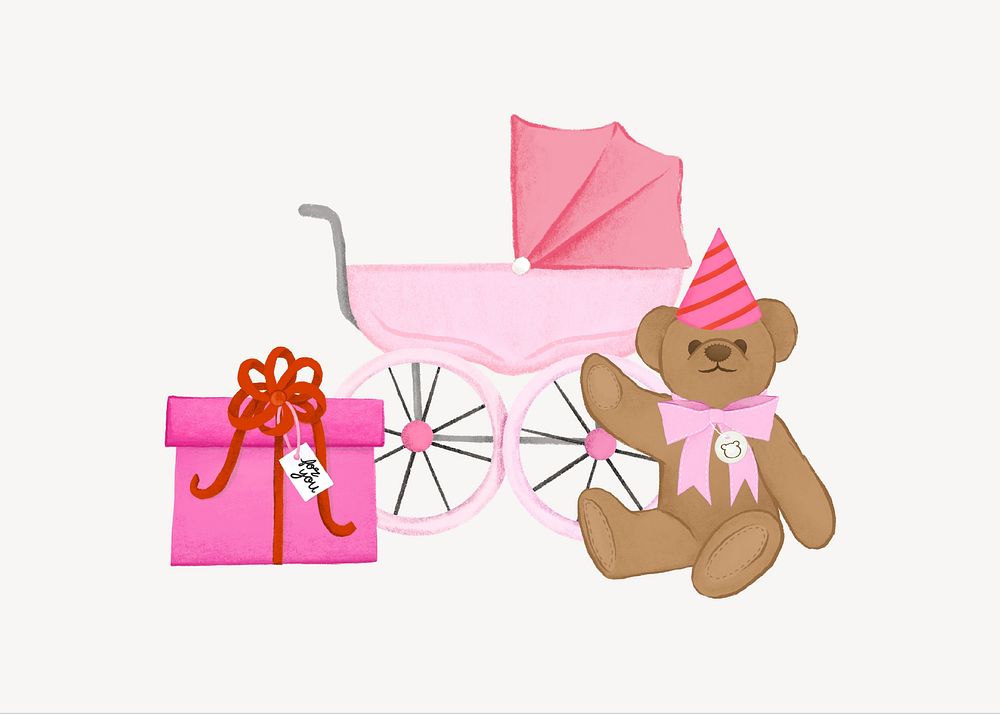 Girls' gift set, baby's essentials illustration
