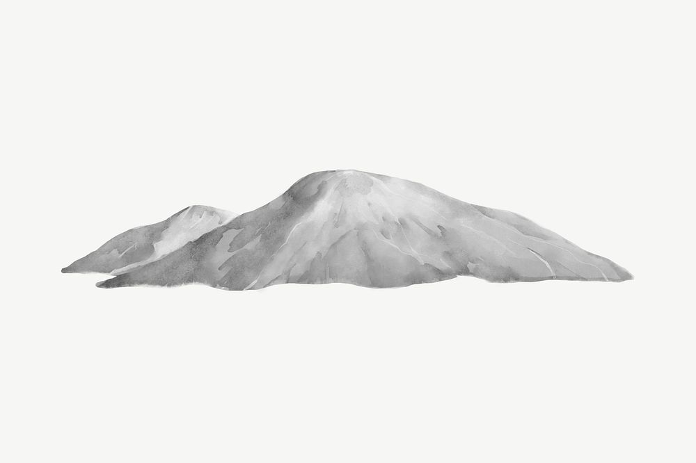 Gray mountains drawing, nature clipart psd