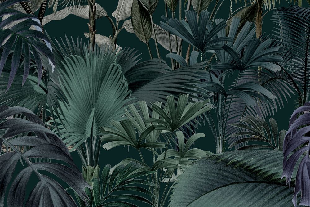 Wild jungle pattern background, vintage botanical illustration