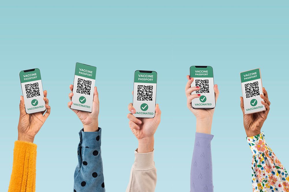 Smartphone screen hands mockup psd with QR code cashless payment