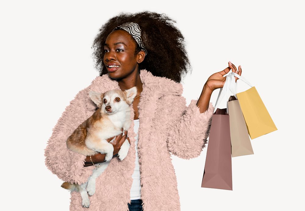 Woman holding shopping bags mockup psd