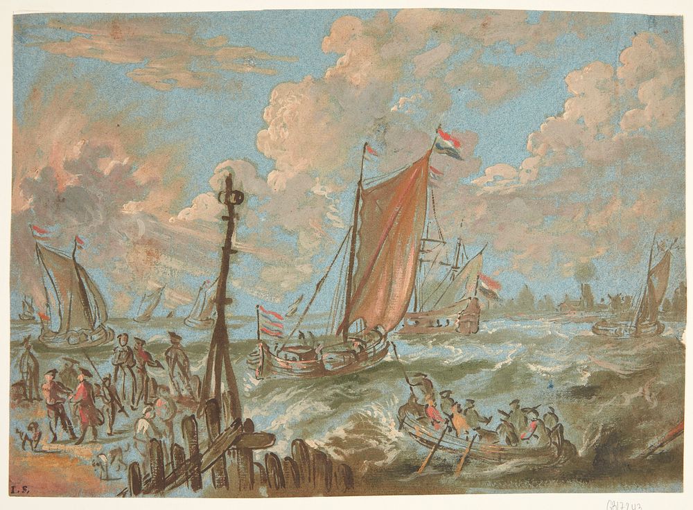 Harbor with ships for sail by Jacobus Storck