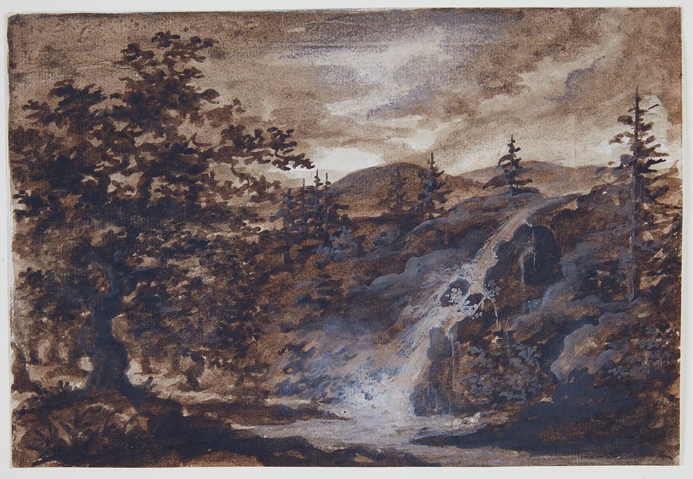 Landscape with rocks, trees and a river by Thomas Fearnley