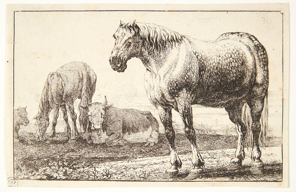 Horses and cows by Jan Van Den Hecke I