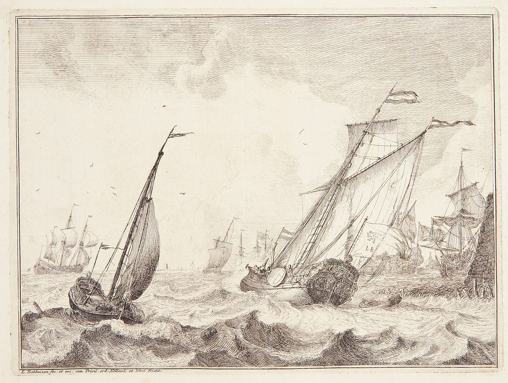 Ships off the Dutch coast by Ludolf Bakhuizen