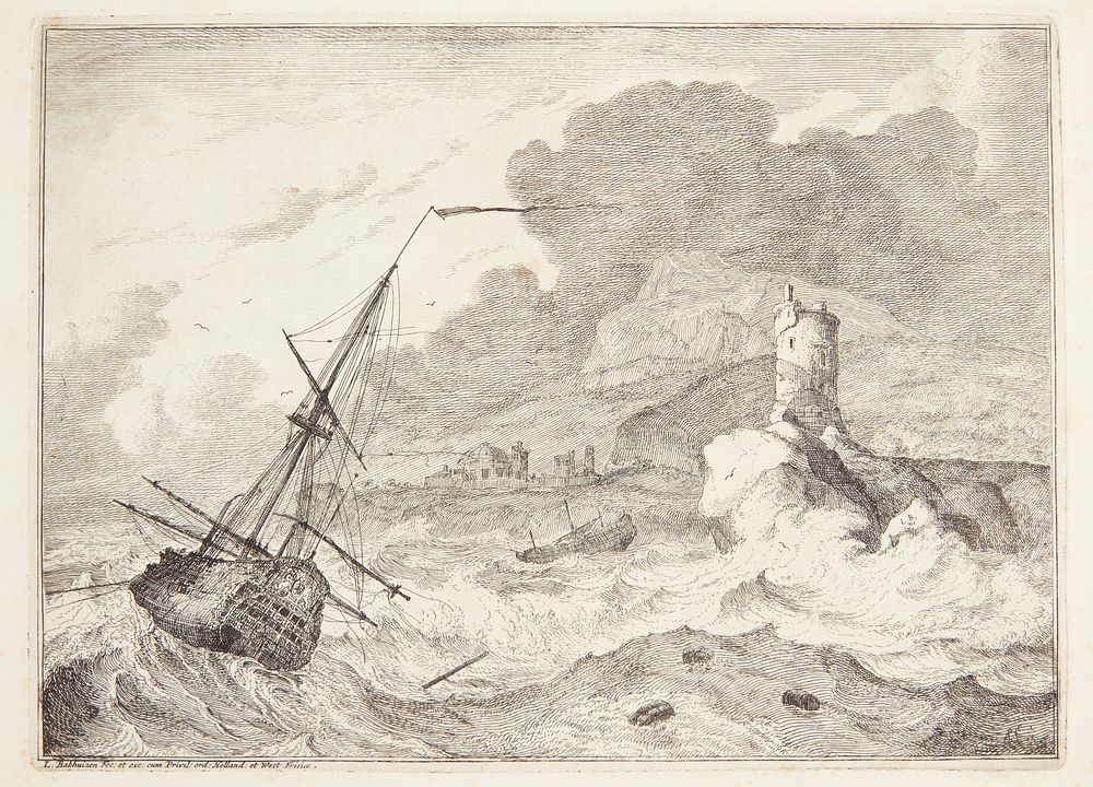 Ship in high seas by Ludolf Bakhuizen