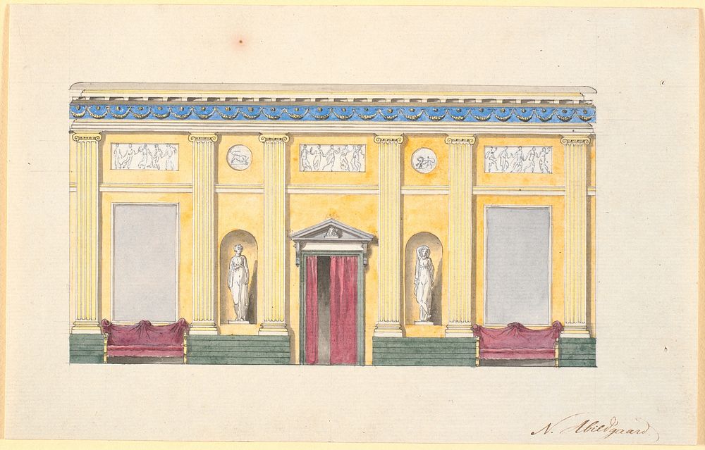 Draft for decoration of the inner long wall in the Gallasalen by Nicolai Abildgaard