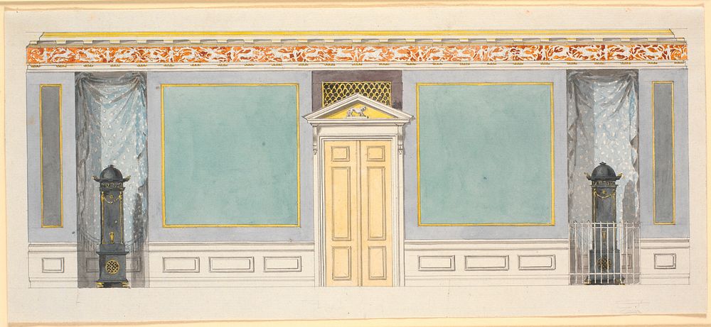Draft for decoration of the inner long wall in the apartment hall.c. 1794 by Nicolai Abildgaard