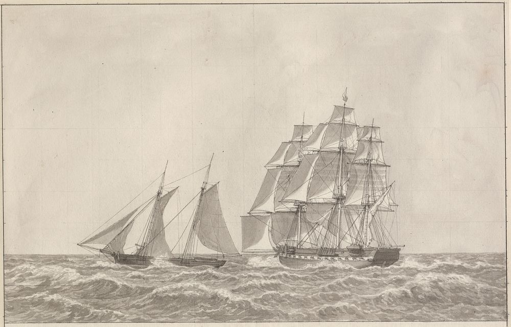 A schooner running down a pursuing frigate by C.W. Eckersberg