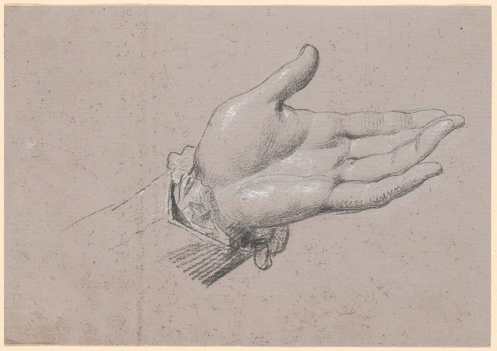 Study of a left hand, used in the full-length portrait of Frederik the Sixth as Crown Prince from 1786 at Amalienborg by…
