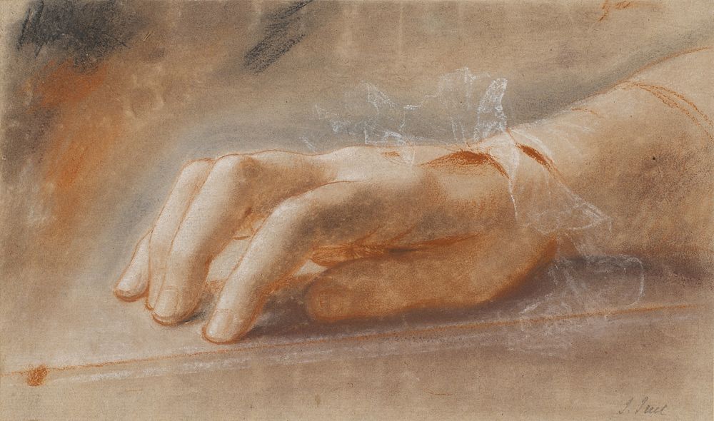 Study of a right hand, used in the portrait of Countess Anna Joachima Danneskiold-Laurvigen by Jens Juel