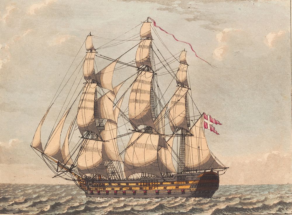 A Danish leave ship, to be seen in the lee, with a side wind by Niels Truslew
