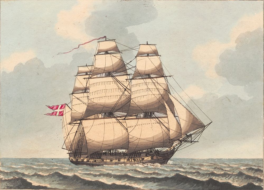 A Danish frigate, to be seen in lee, with crosswinds by C.W. Eckersberg