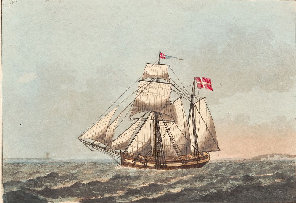 A Danish galease, to be seen in lee, with crosswinds by C.W. Eckersberg