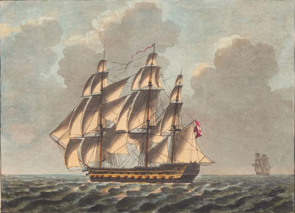 A Danish liner sailing almost before the wind by C.W. Eckersberg