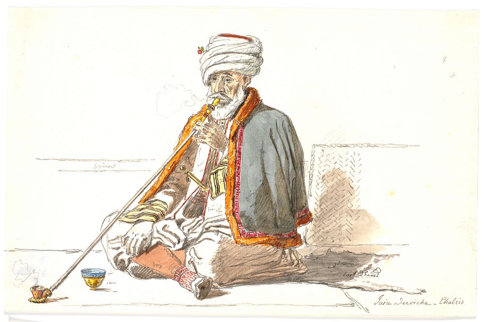 A Turkish opium smoker (Jaia Dervicha) in Chalkis by Martinus Rørbye