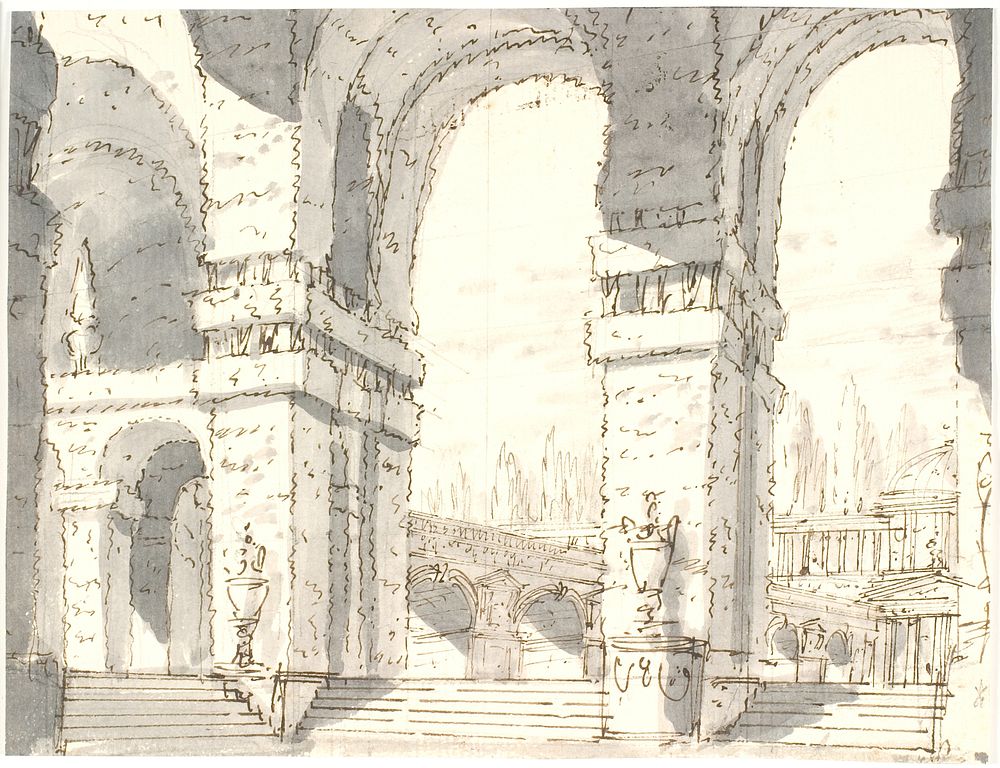 Palace grounds with arcades by Aron Wallick