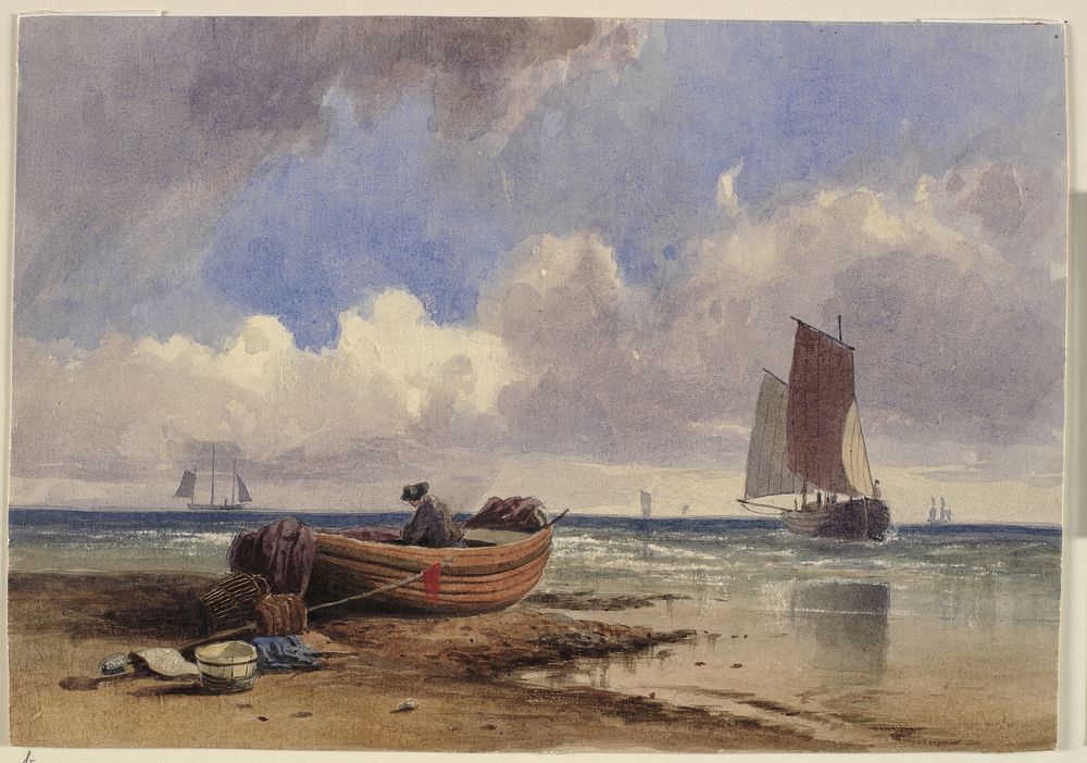 Coastal scenery at Hastings by Charles Bentley
