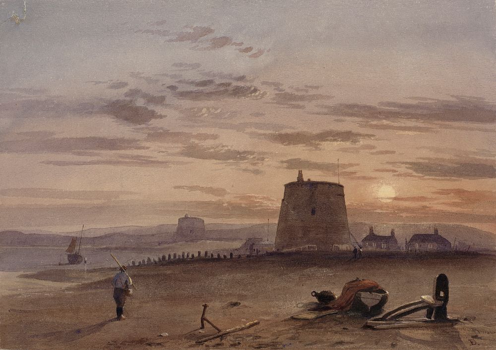 Martello Tower at St.Leonard's at sunset by Charles Bentley