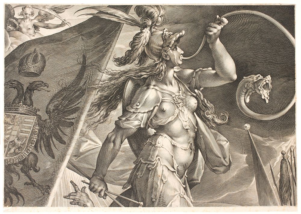 Bellona coming to the aid of the Emperor's troops in the victory over the Turks (upper half) by Jan Harmensz Muller