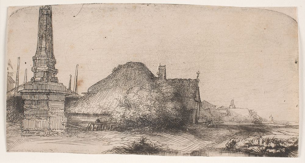 Landscape with obelisk by Rembrandt van Rijn