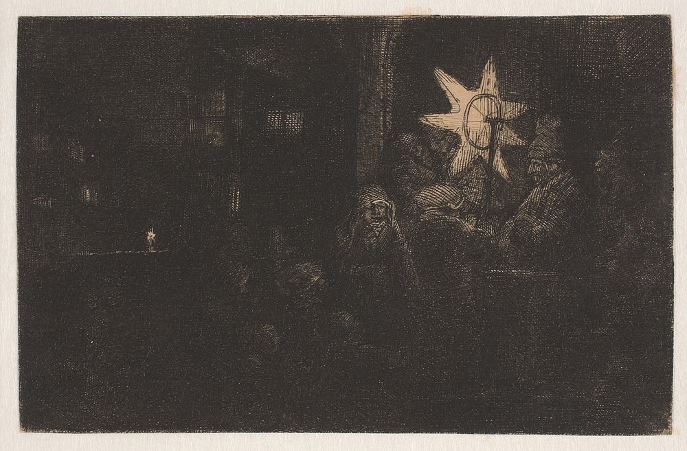 Epiphany, night scene by Rembrandt van Rijn