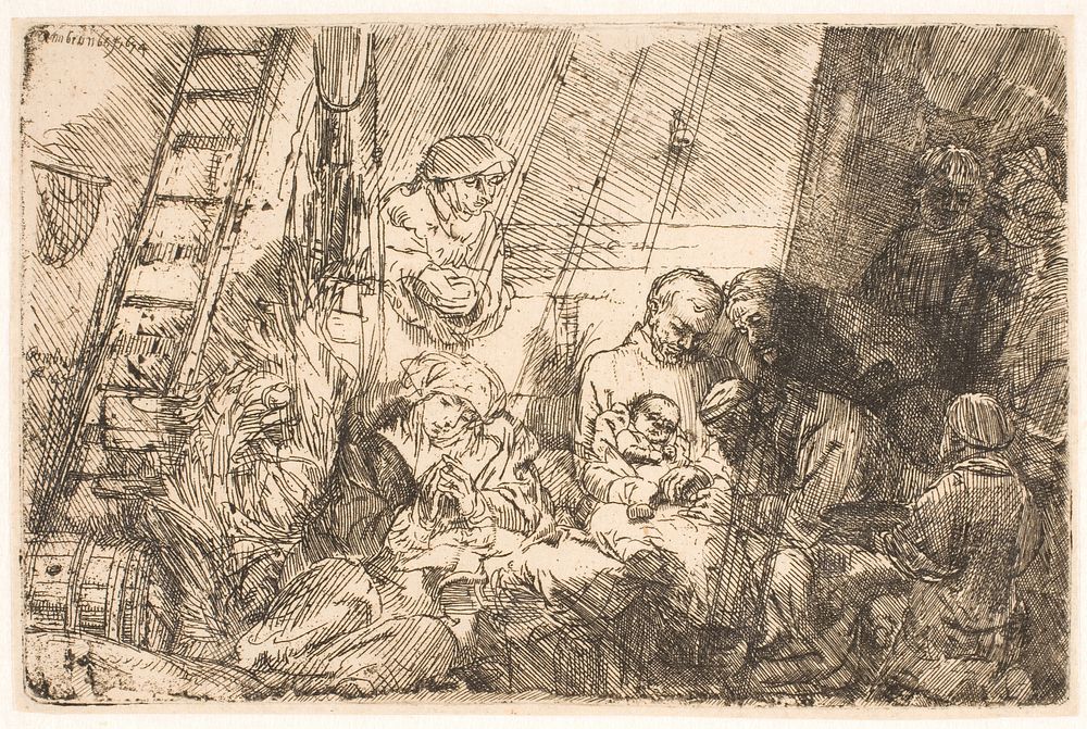 Christ is circumcised (in the stable) by Rembrandt van Rijn