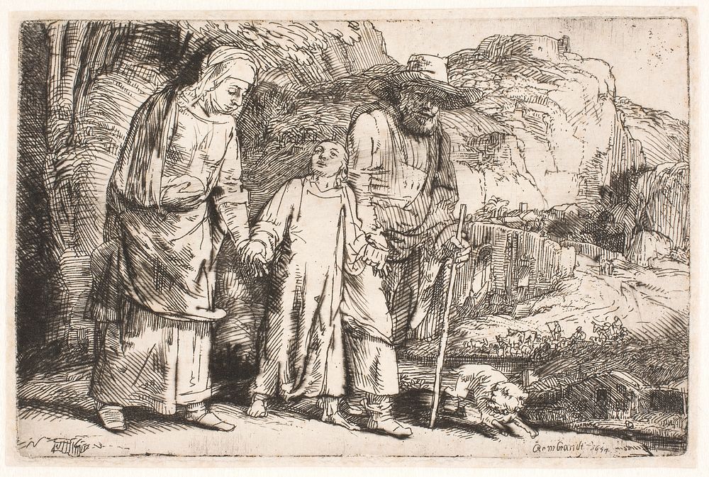 Christ returns, between his parents, home from the temple by Rembrandt van Rijn
