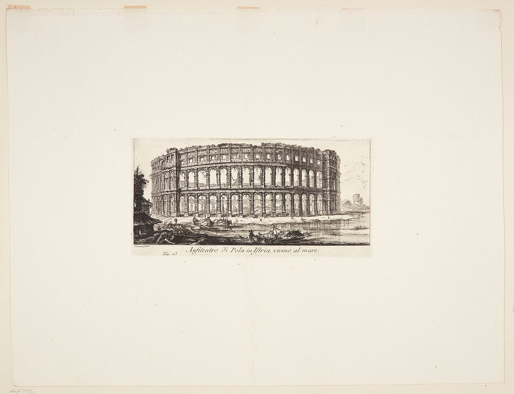 Pula amphitheater in Istria, near the sea by Giovanni Battista Piranesi