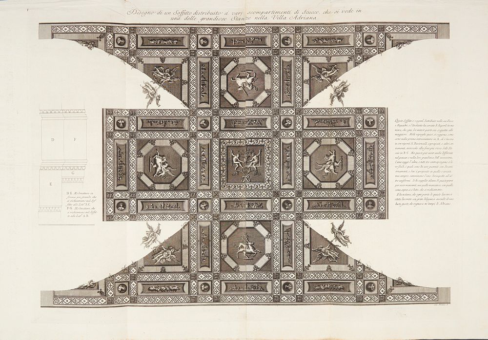 Decorative ceiling with Victories and fighting animals in relief from Hadrian's Villa, Tivoli by Giovanni Battista Piranesi