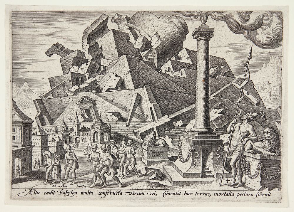 The destruction of the Tower of Babel and the dispersion of the peoples by Maarten Van Heemskerck