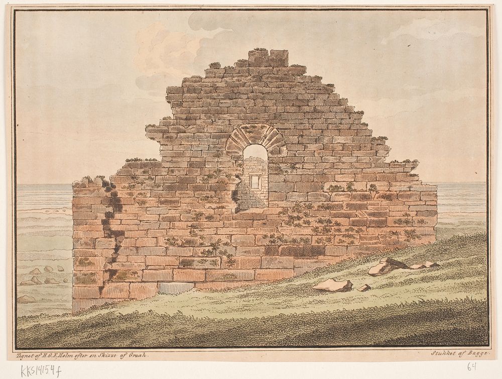 Church ruins in Greenland. Illustration for W.A.Grah. Research trip to the east coast of Greenland by Heinrich Gustav…