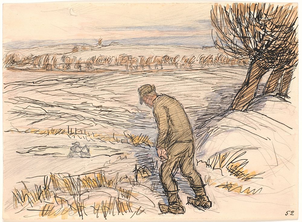 The farmer by the frozen lake by Fritz Syberg