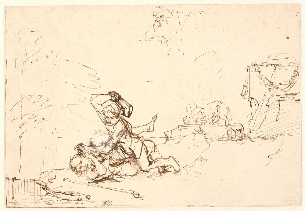 Cain Slaying Abel by Rembrandt van Rijn