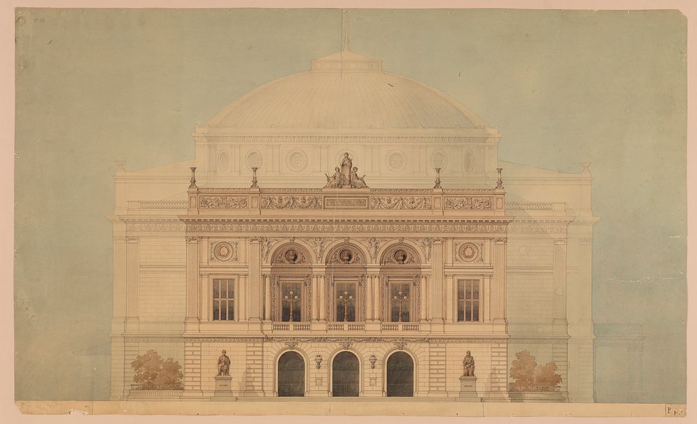 The RoyalTheater 1874. The facade towards Kgs. Nytorv by Jens Vilhelm Dahlerup