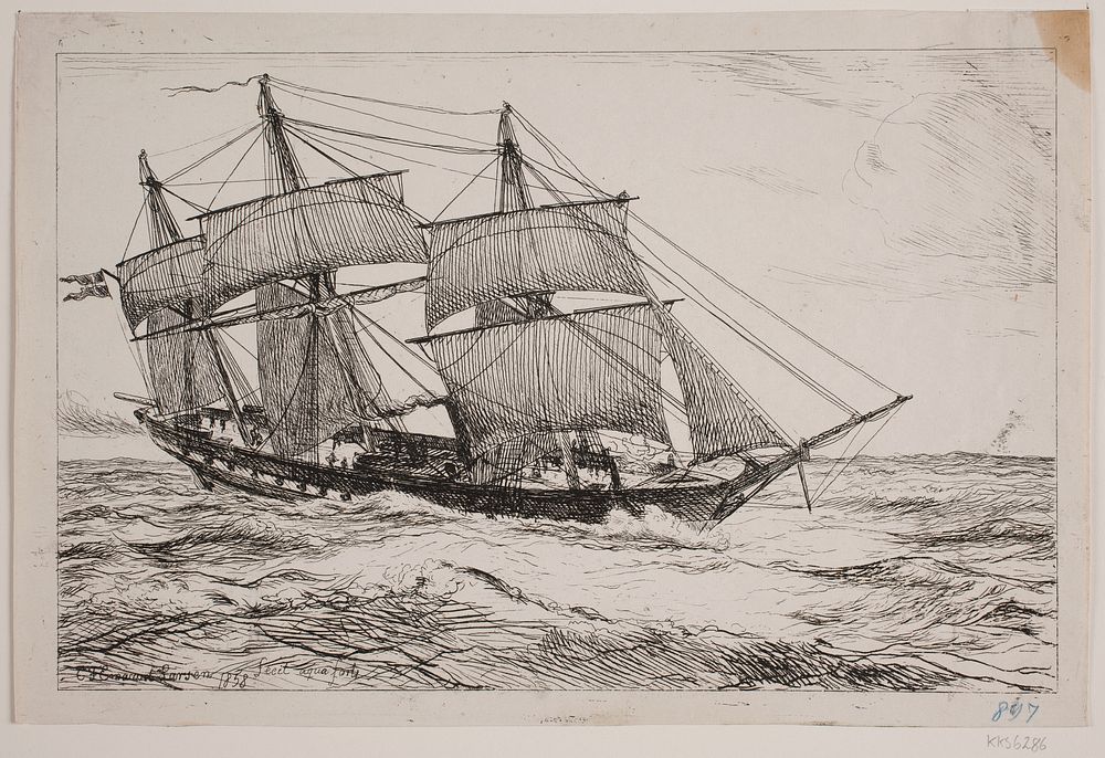 A schooner of war by Emanuel Larsen