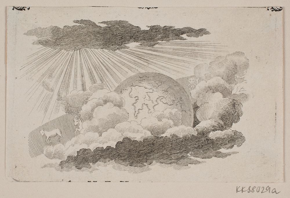 The globe rolling between clouds by Johan Frederik Clemens