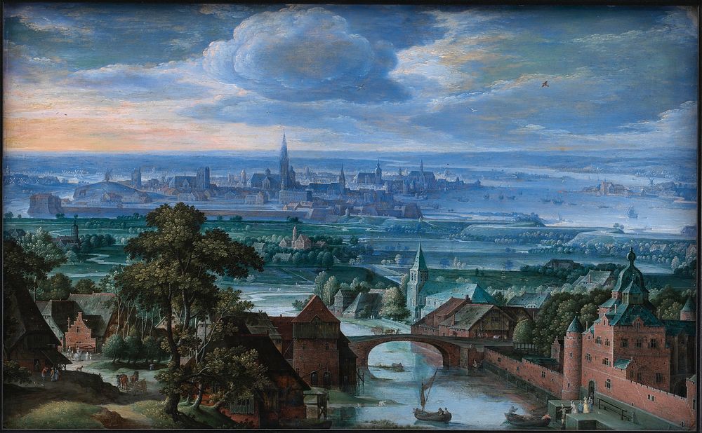 Landscape with a View of Antwerp by Hans Bol
