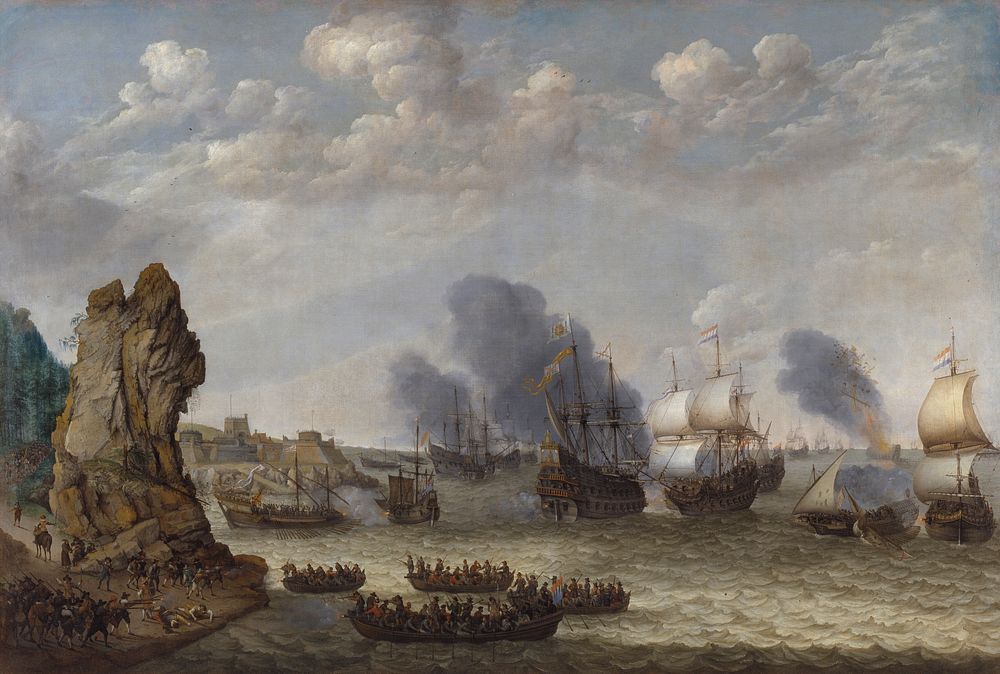 A Battle near a Coast between Spaniards and Disembarking Dutchmen by Abraham Willaerts