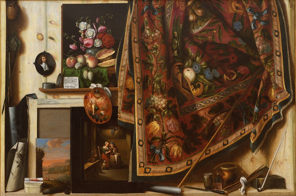 Trompe l'oeil.Cabinet from the artist's studio by Cornelis Norbertus Gysbrechts