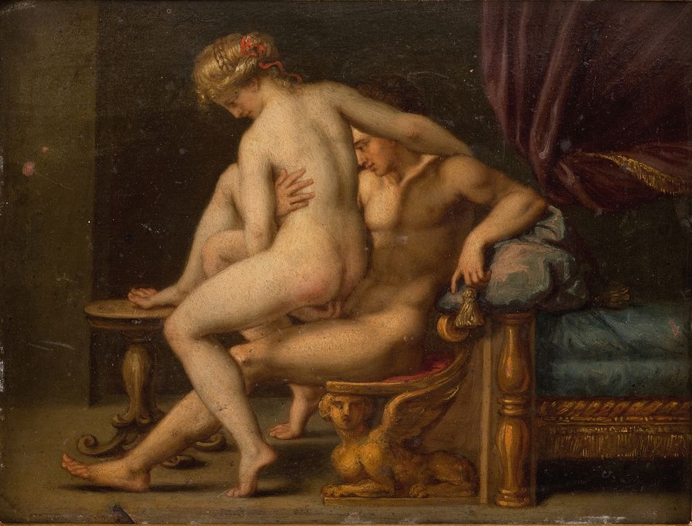 Nuditet med mand og kvinde by Agostino Carracci