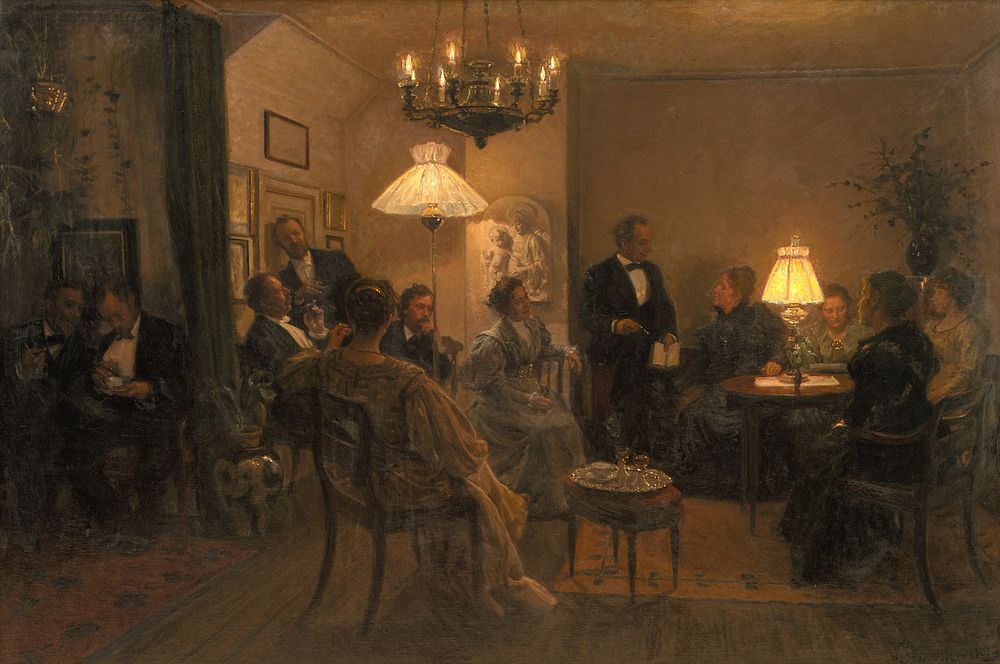 An Evening Party in the Artist's Home by Viggo Johansen