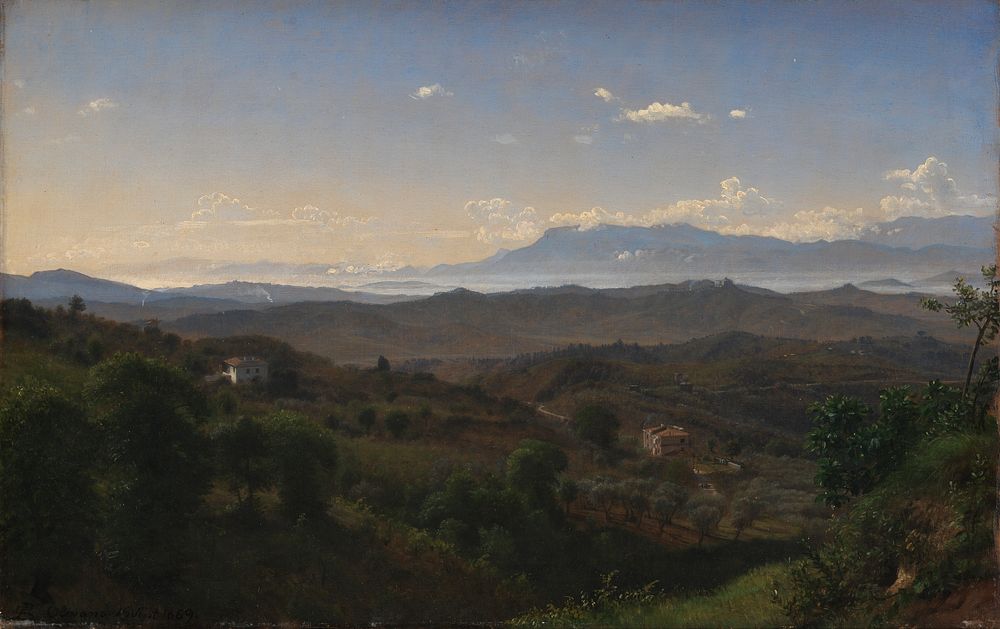 View of the Sacco valley southeast of Olevano.In the background the Volsci mountains by P. C. Skovgaard