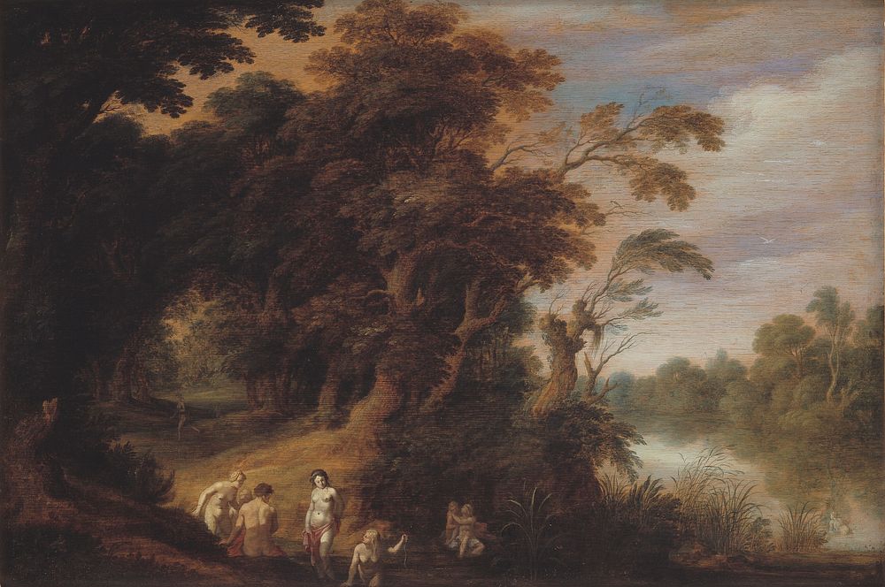 Forest landscape with bathing nymphs by Alexander Keirincx