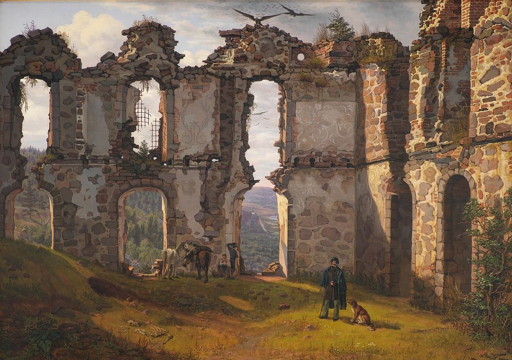 The ruins of Brahehus at Jönköping in Sweden by F. Sødring